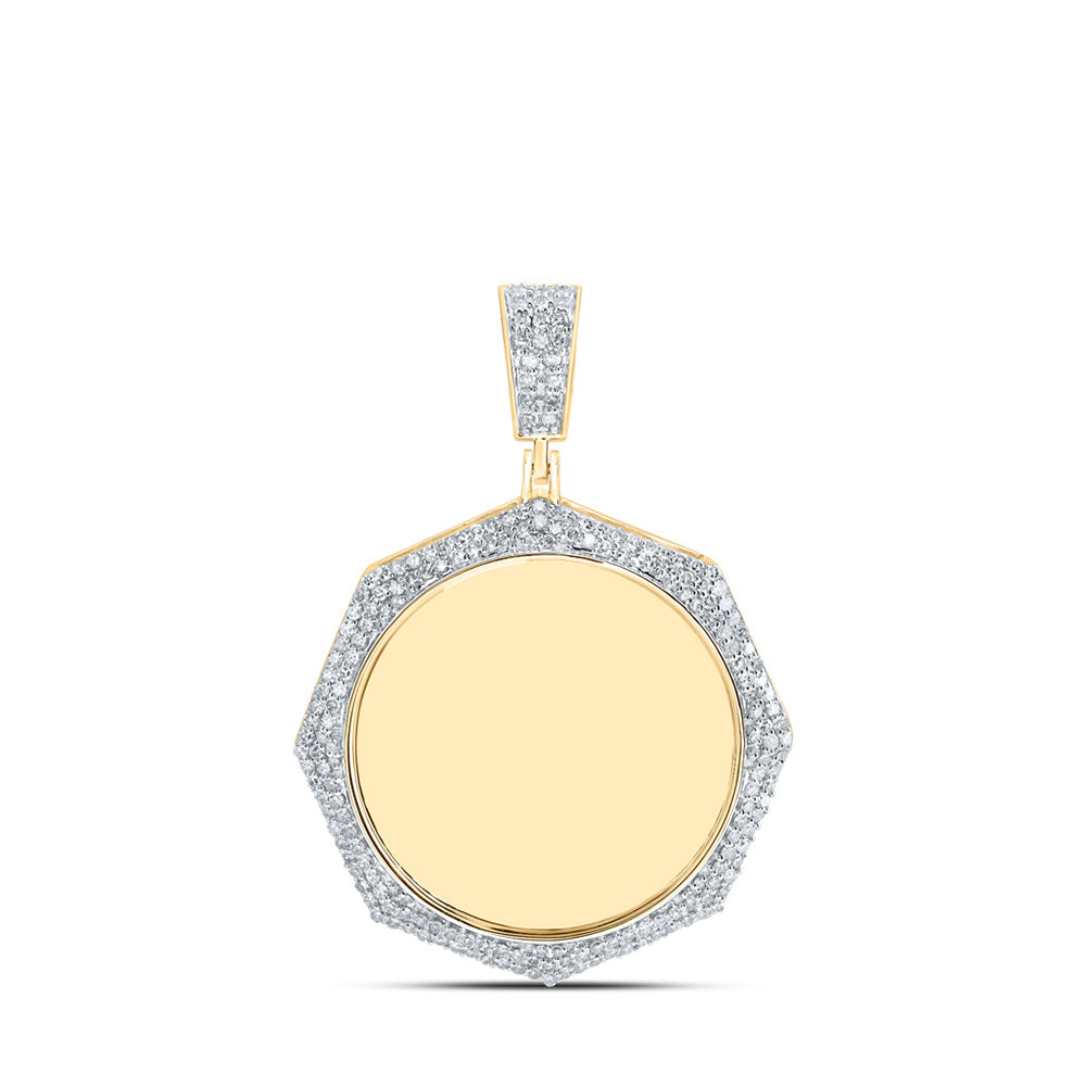 10kt Yellow Gold Mens Round Diamond Memory Circle Charm Pendant 1-1/5 Cttw