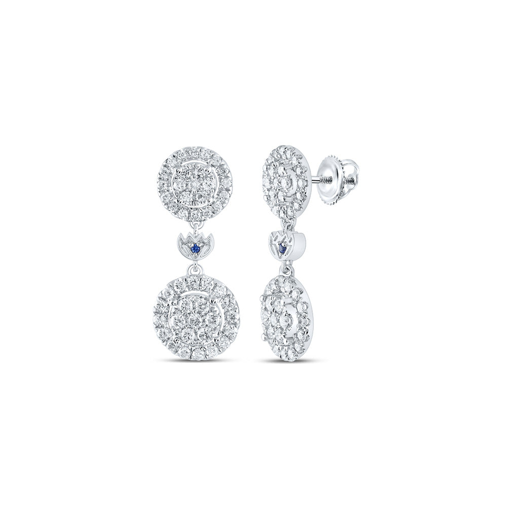 14kt White Gold Womens Round Diamond Dangle Earrings 1 Cttw