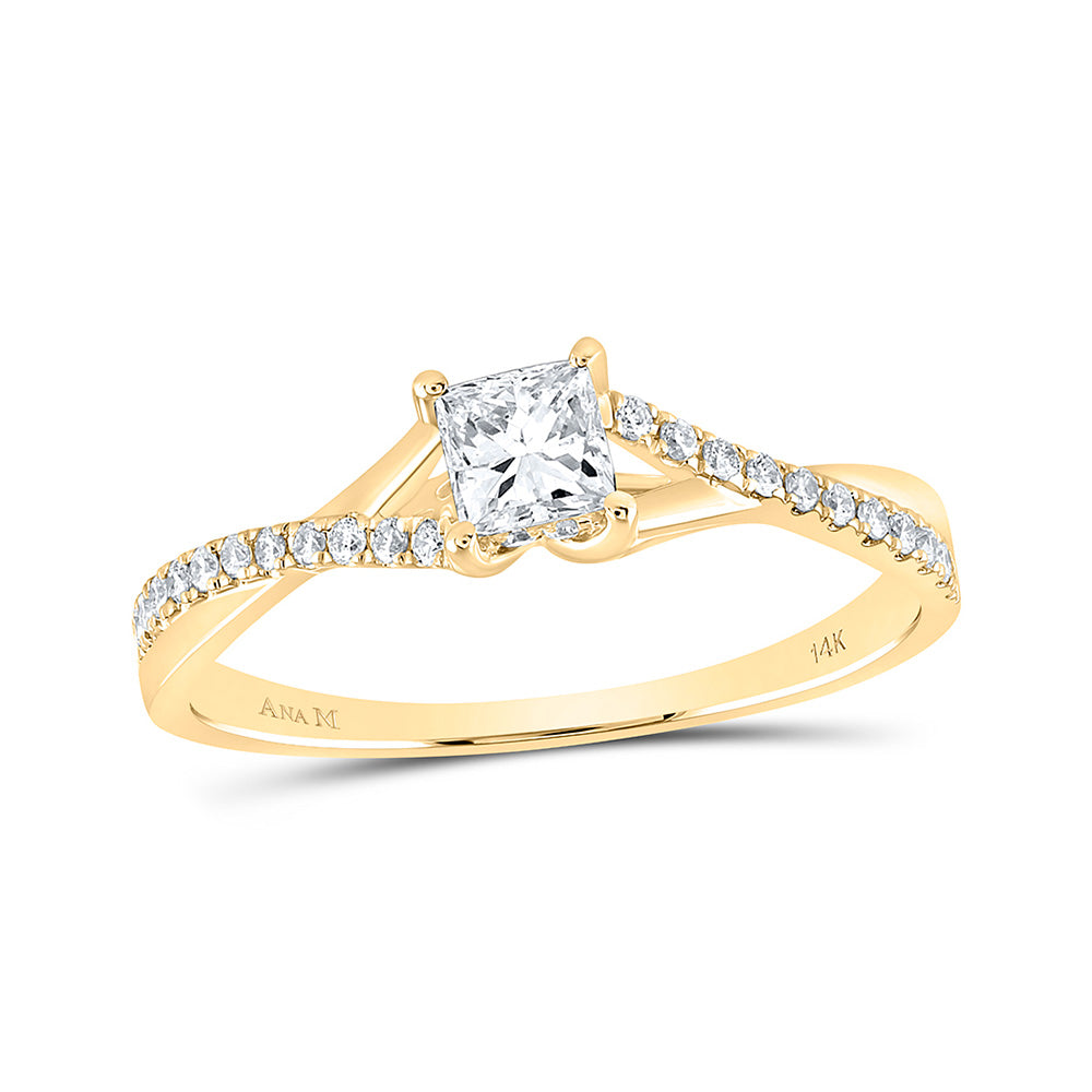 14kt Yellow Gold Princess Diamond Solitaire Bridal Wedding Engagement Ring 1/2 Cttw