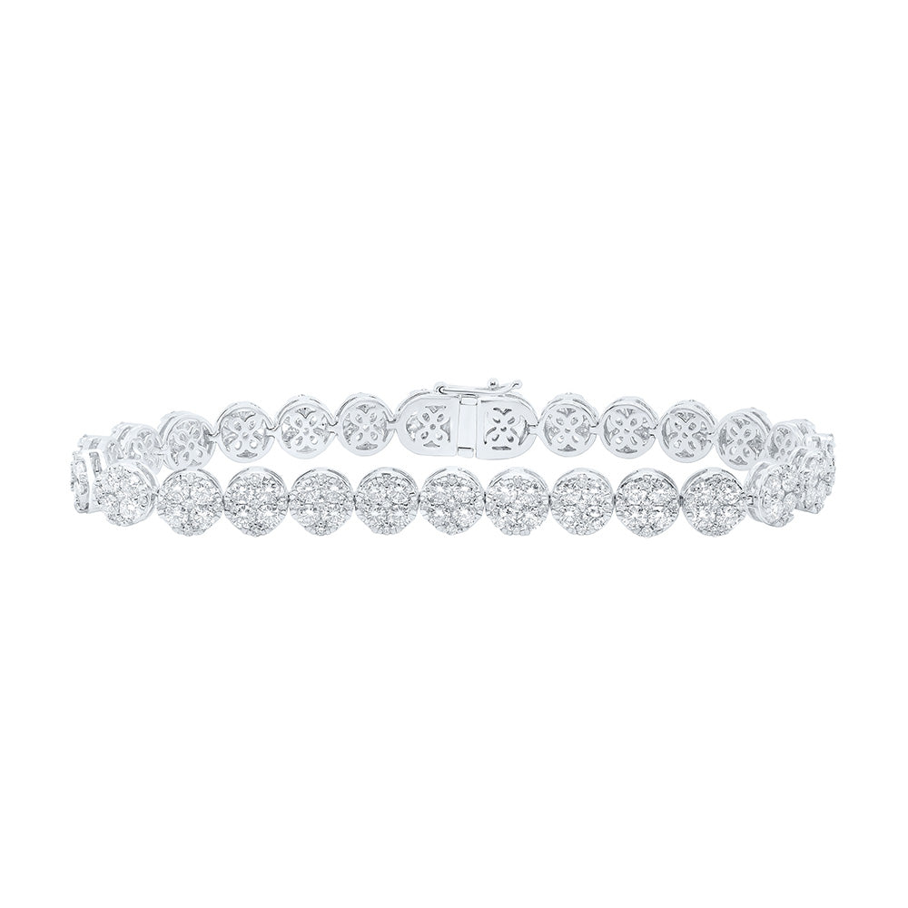 14kt White Gold Womens Round Diamond Circle Link Bracelet 9 Cttw