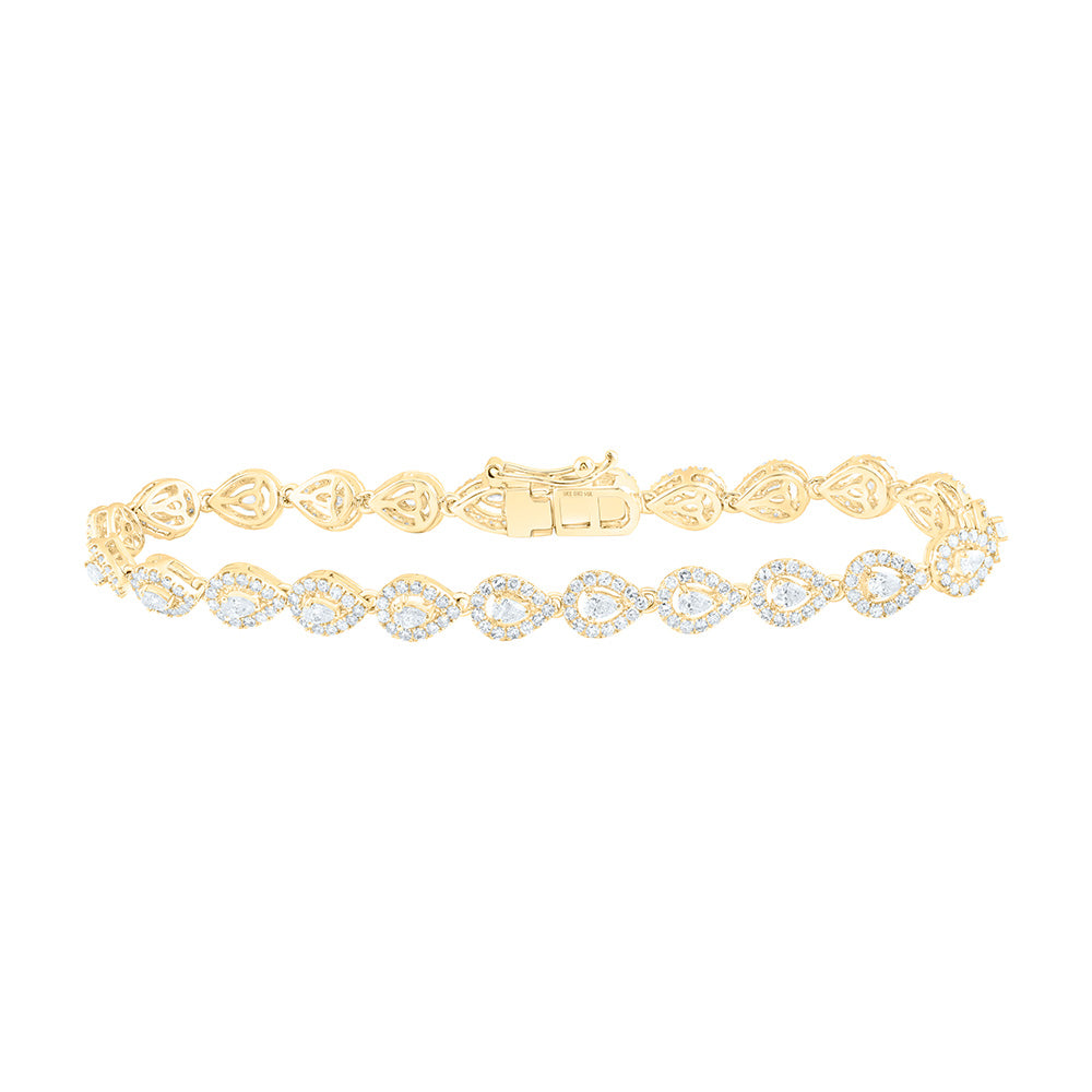 14kt Yellow Gold Womens Pear Diamond Fashion Bracelet 3 Cttw