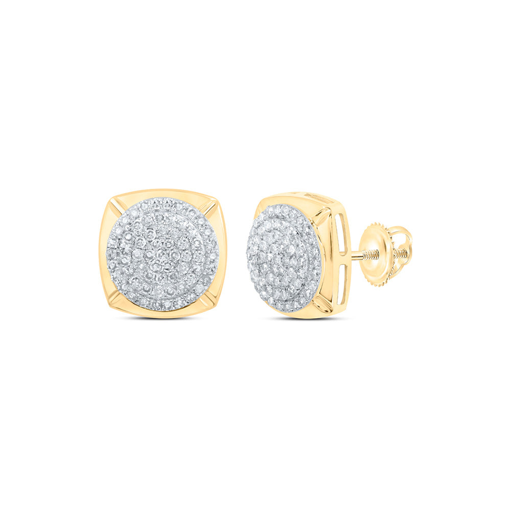 10kt Yellow Gold Womens Round Diamond Cluster Earrings 1/2 Cttw