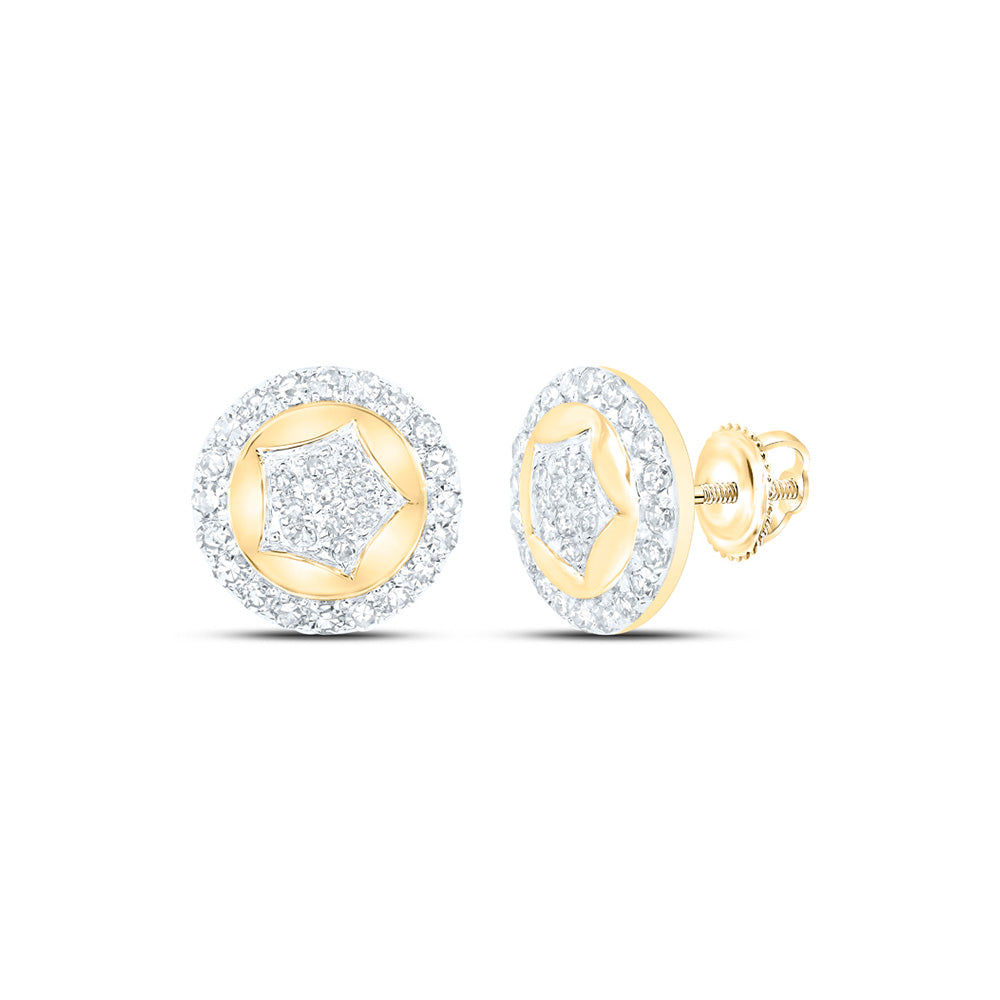 10kt Yellow Gold Womens Round Diamond Cluster Earrings 1/4 Cttw