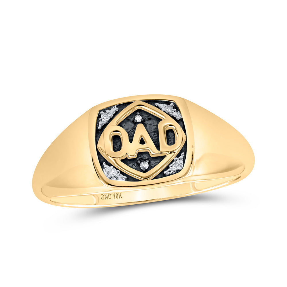 10kt Yellow Gold Mens Round Diamond DAD Band Ring .02 Cttw