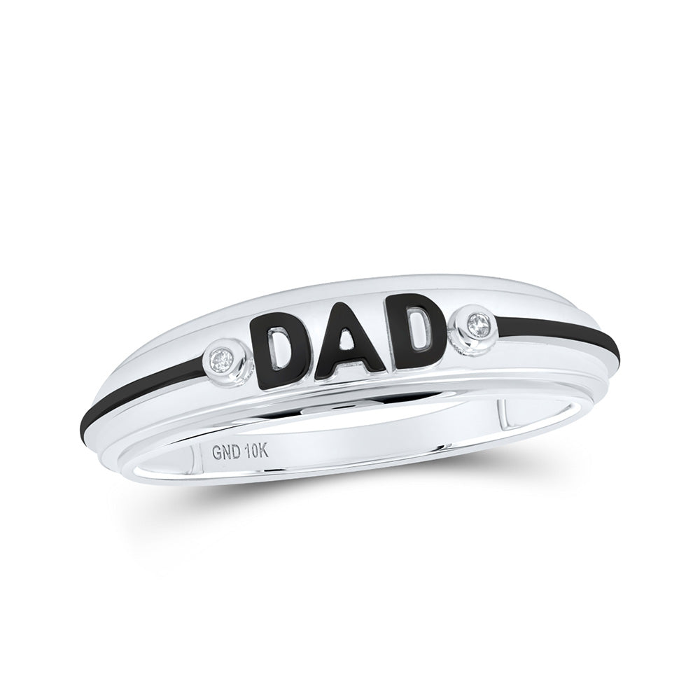 10kt White Gold Mens Round Diamond DAD Band Ring .01 Cttw