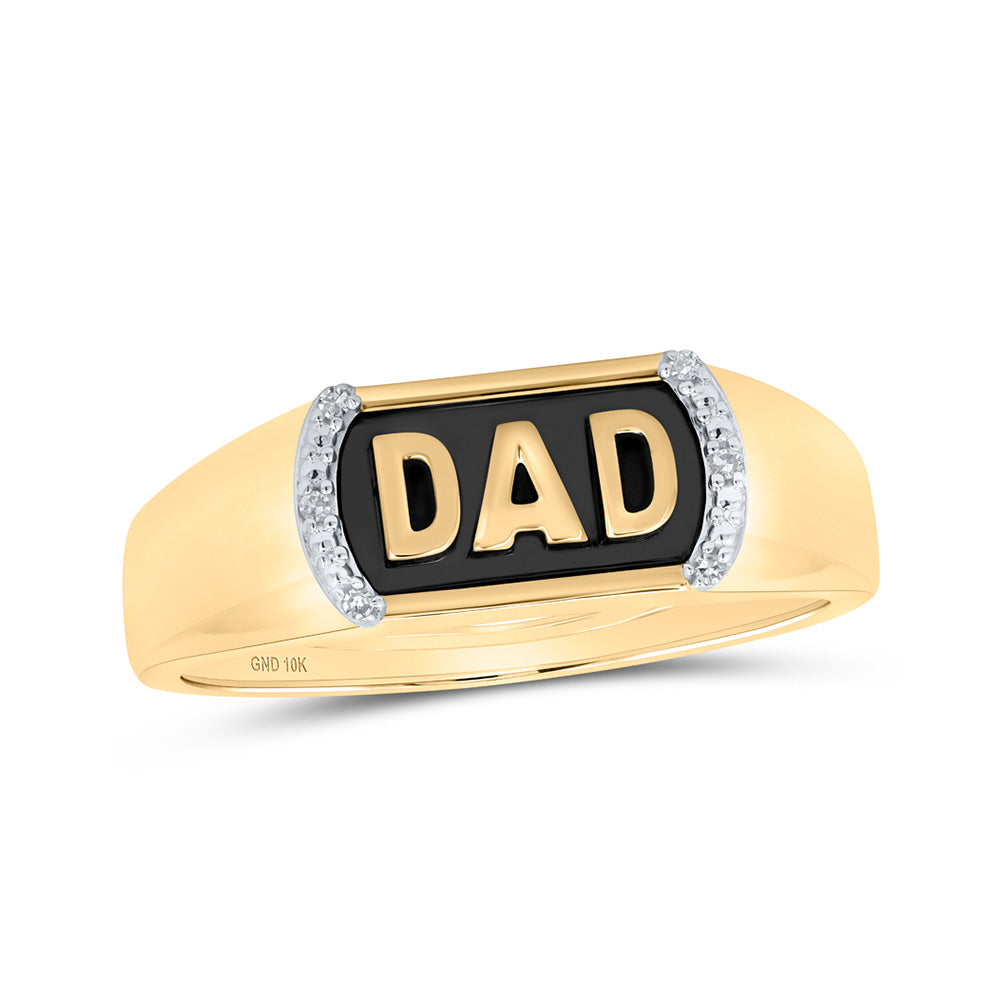 10kt Yellow Gold Mens Round Diamond DAD Band Ring .02 Cttw