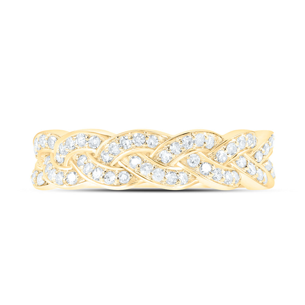 10kt Yellow Gold Womens Round Diamond Braid Band Ring 1/3 Cttw