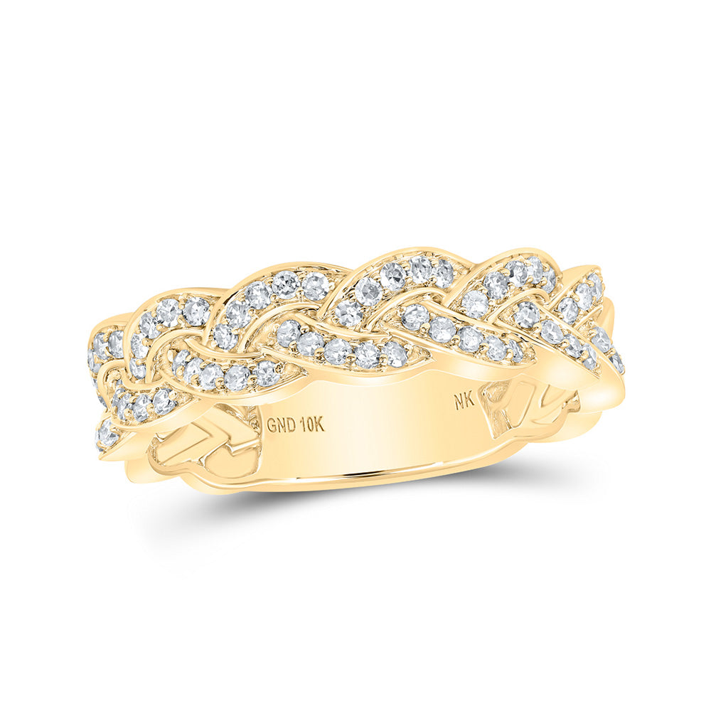 10kt Yellow Gold Womens Round Diamond Braid Band Ring 1/3 Cttw