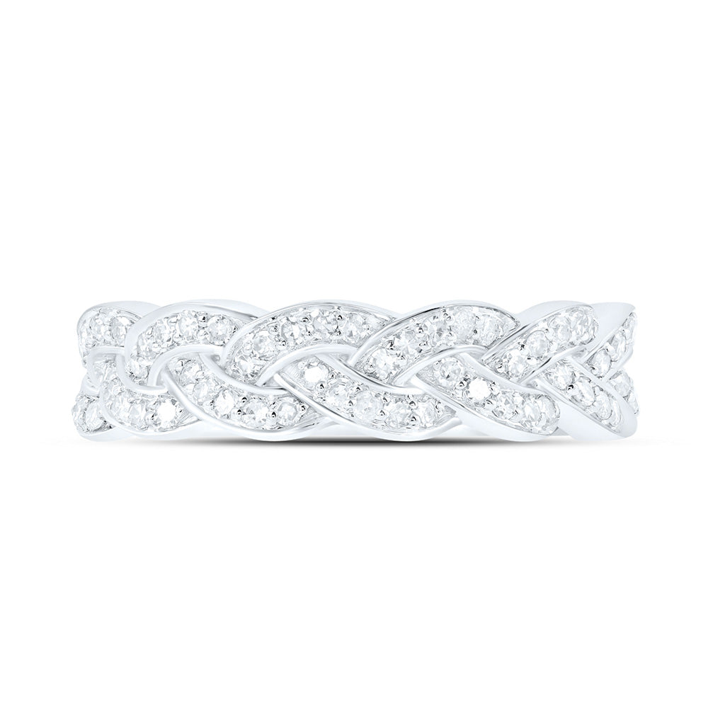 10kt White Gold Womens Round Diamond Braid Band Ring 1/3 Cttw