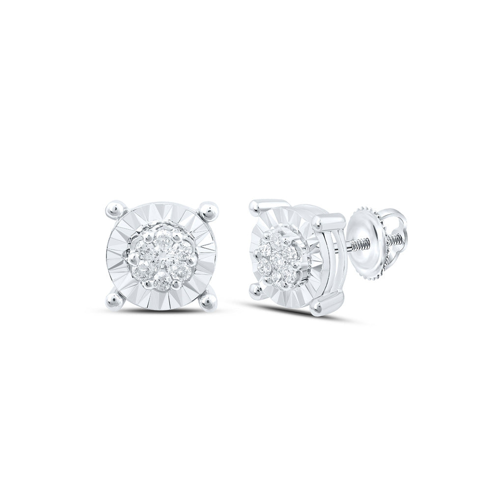 10kt White Gold Womens Round Diamond Cluster Earrings 1/4 Cttw