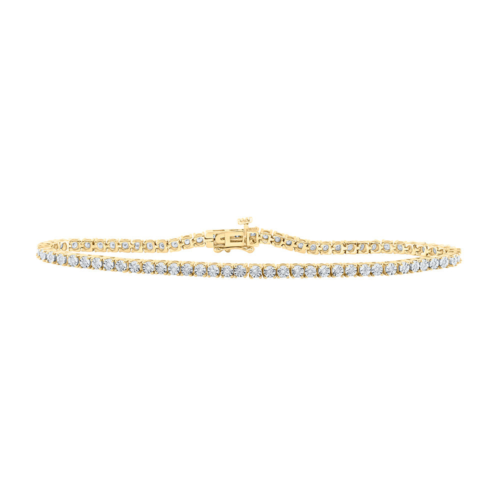 Sterling Silver Womens Round Diamond Single Row Fashion Bracelet 1/3 Cttw