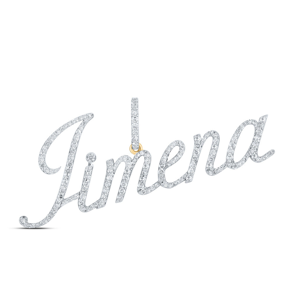 10kt Yellow Gold Womens Round Diamond JIMENA Name Pendant 7/8 Cttw