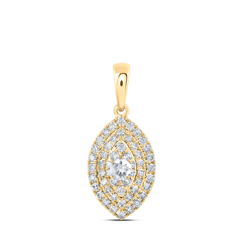 10kt Yellow Gold Womens Round Diamond Oval Pendant 1/2 Cttw