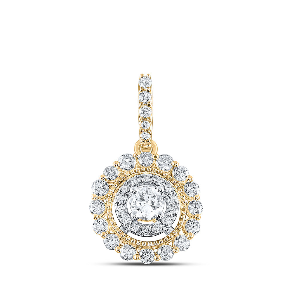 10kt Yellow Gold Womens Round Diamond Fashion Pendant 3/4 Cttw