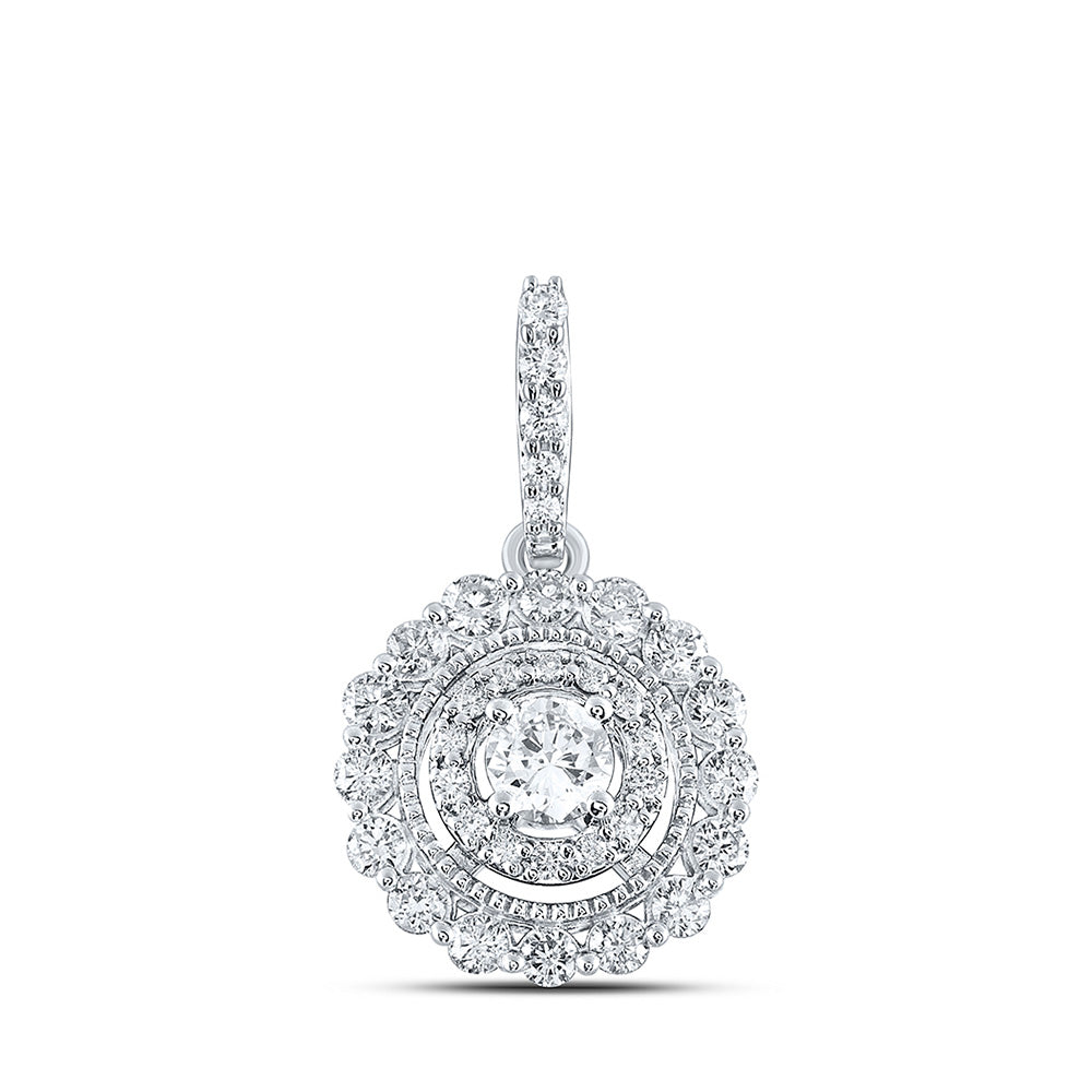 10kt White Gold Womens Round Diamond Fashion Pendant 3/4 Cttw