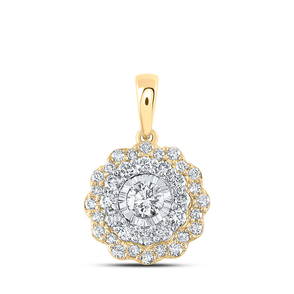 10kt Yellow Gold Womens Round Diamond Fashion Pendant 3/4 Cttw