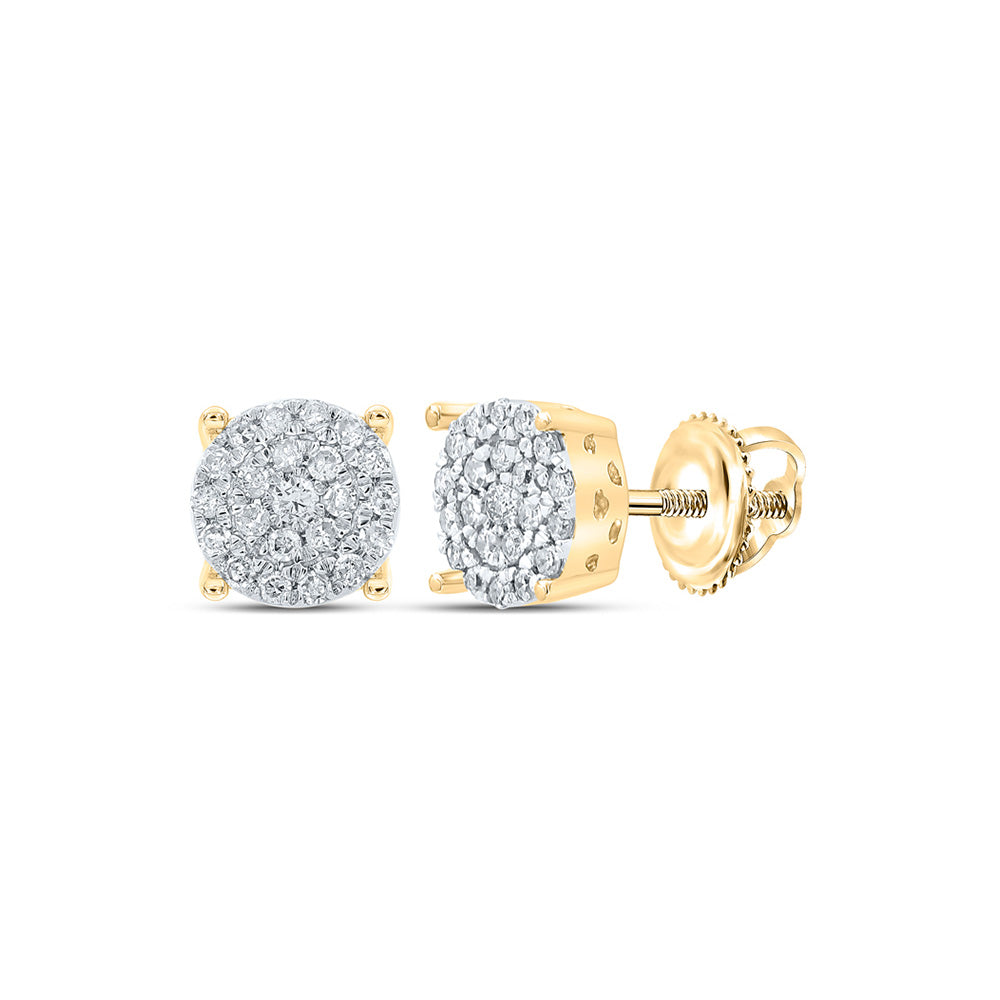 10kt Yellow Gold Womens Round Diamond Cluster Earrings 1/4 Cttw