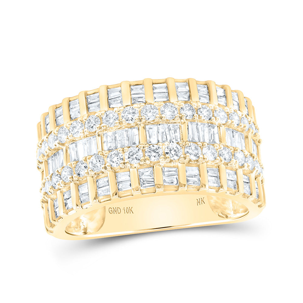 10kt Yellow Gold Womens Baguette Diamond Band Ring 1-3/8 Cttw