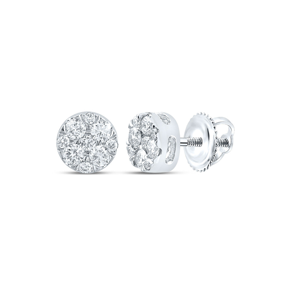 10kt White Gold Womens Round Diamond Cluster Earrings 1/4 Cttw