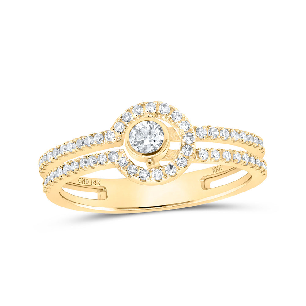 14kt Yellow Gold Womens Round Diamond Fashion Ring 1/3 Cttw