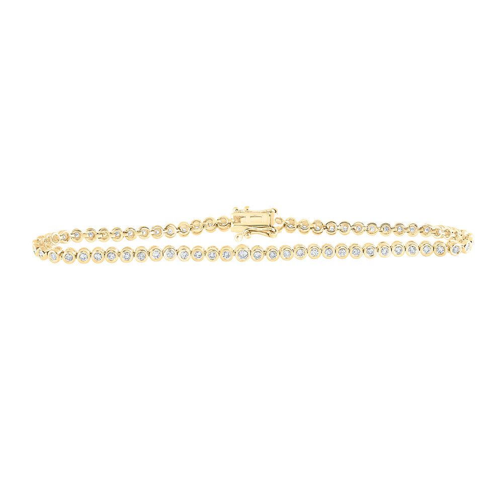 10kt Yellow Gold Womens Round Diamond Tennis Bracelet 7/8 Cttw