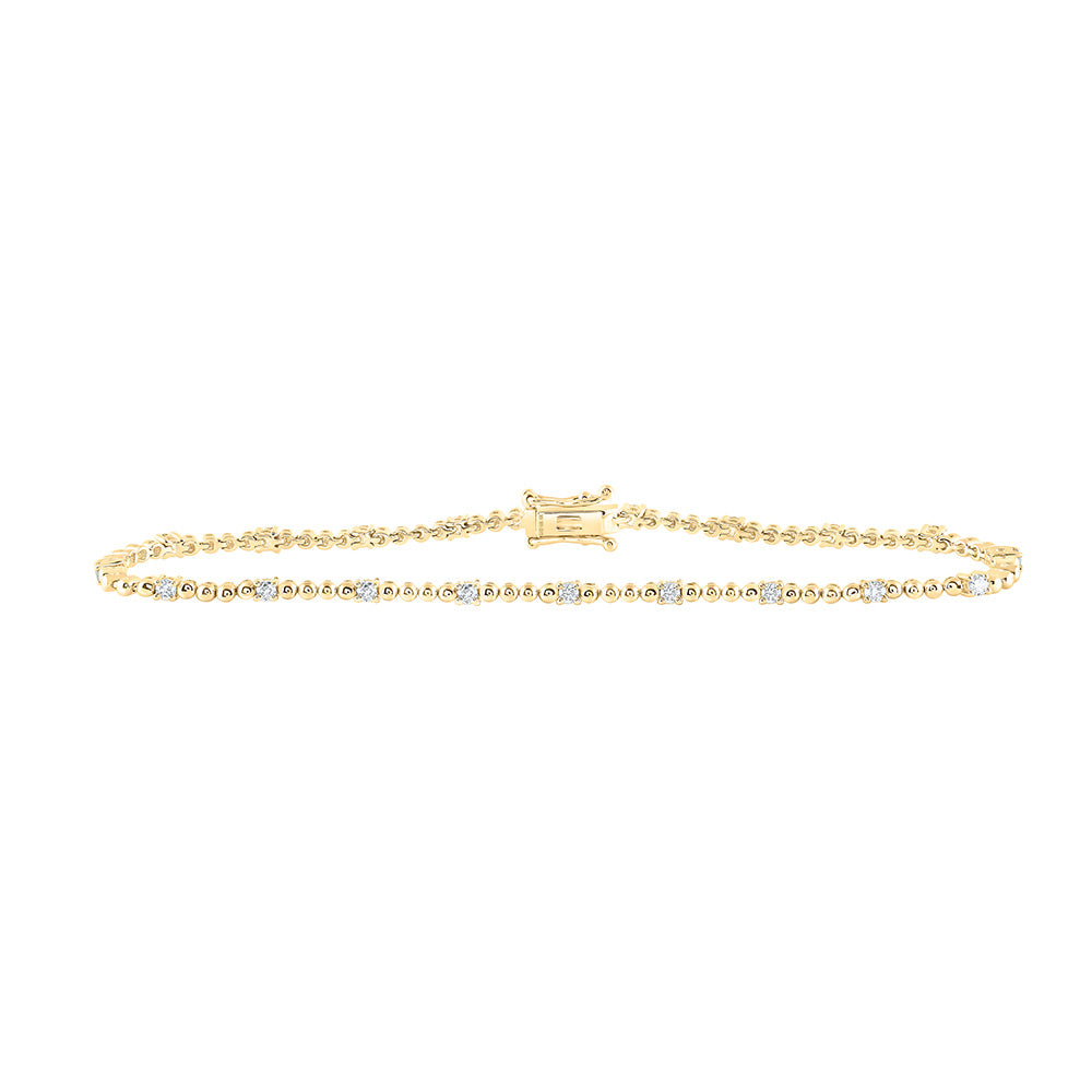 10kt Yellow Gold Womens Round Diamond Fashion Bracelet 1/2 Cttw