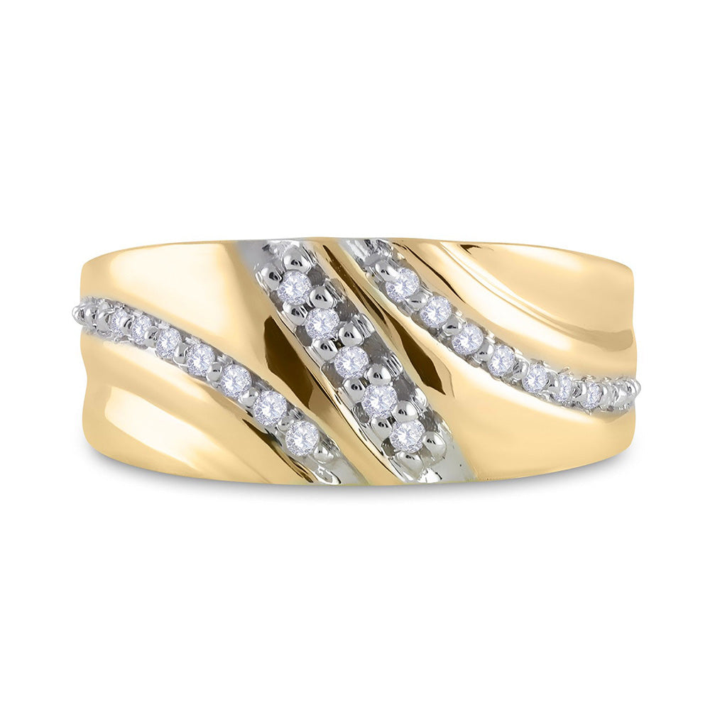 10kt Yellow Gold Mens Round Diamond Band Ring 1/4 Cttw