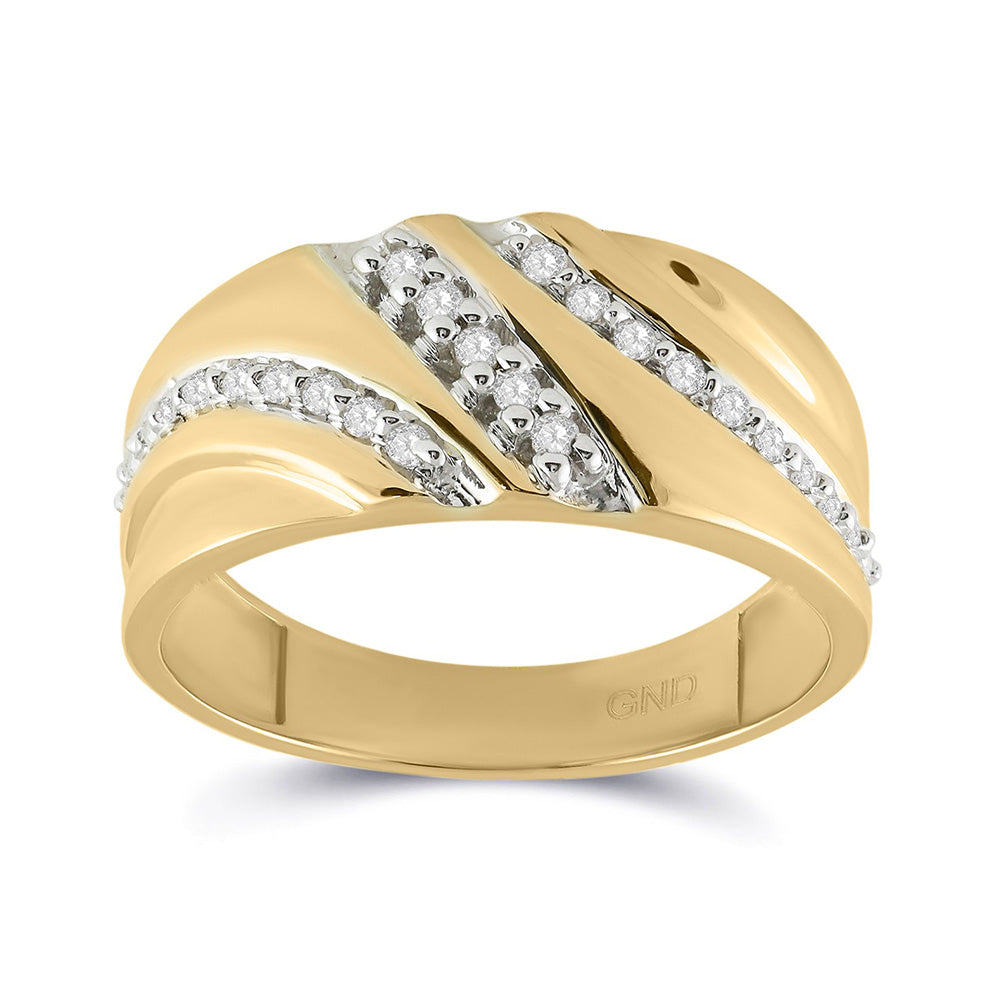 10kt Yellow Gold Mens Round Diamond Band Ring 1/4 Cttw