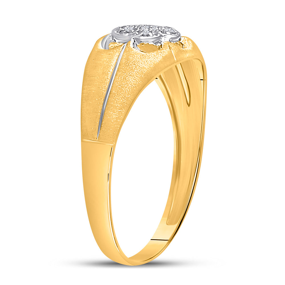 14kt Yellow Gold Mens Round Diamond Matte Cluster Ring .02 Cttw