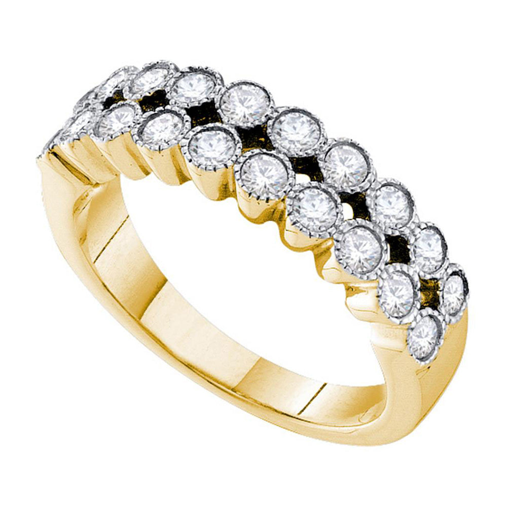 14kt Yellow Gold Womens Round Diamond Milgrain Band Ring 3/4 Cttw