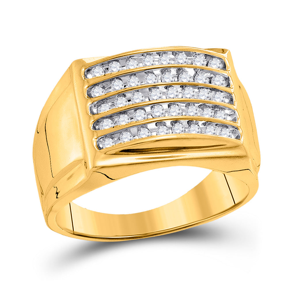 10kt Yellow Gold Mens Round Diamond Band Ring 1/2 Cttw