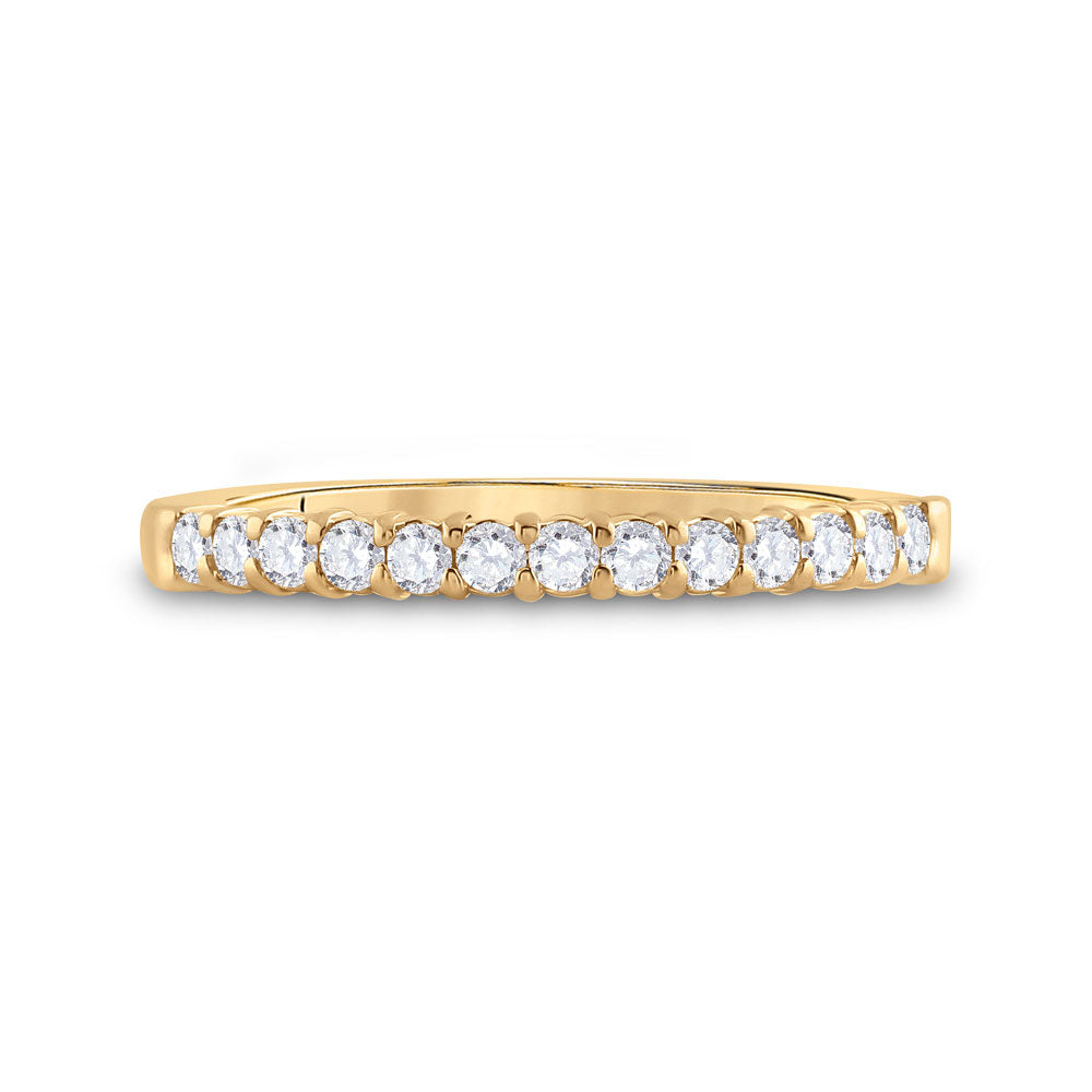 14kt Yellow Gold Womens Round Diamond Wedding Single Row Band 1/4 Cttw