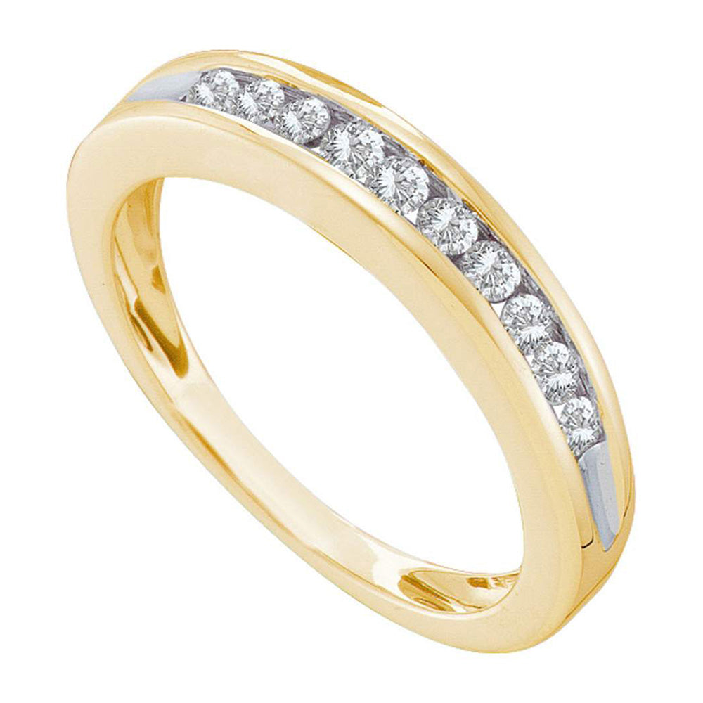 10kt Yellow Gold Womens Round Diamond Wedding Single Row Band 1/4 Cttw