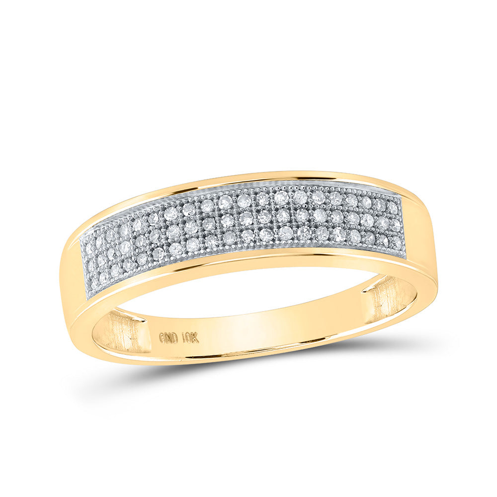 10kt Yellow Gold Mens Round Diamond Band Ring 1/5 Cttw