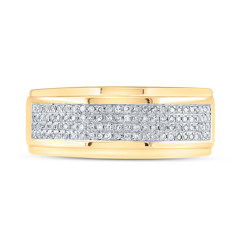 10kt Yellow Gold Mens Round Diamond Band Ring 1/3 Cttw