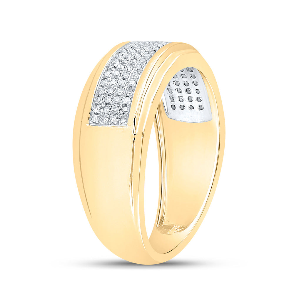 10kt Yellow Gold Mens Round Diamond Band Ring 1/3 Cttw