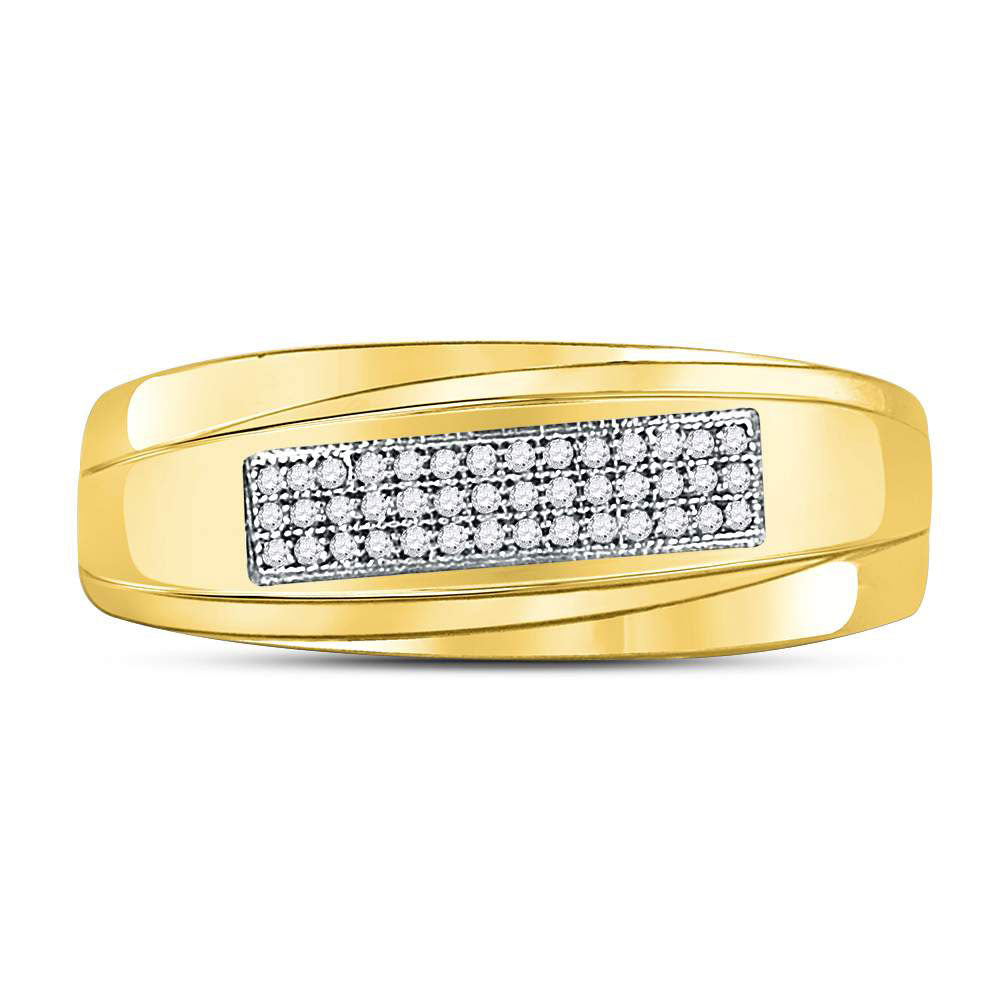 10kt Two-tone Gold Mens Round Diamond Wedding Band Ring 1/8 Cttw