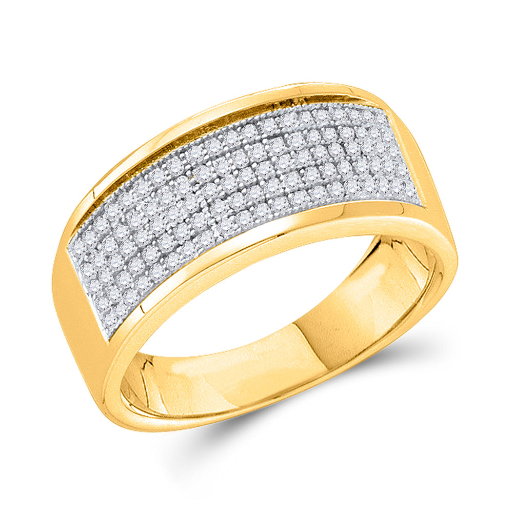 10kt Yellow Gold Womens Round Diamond Pave Band Ring 1/3 Cttw