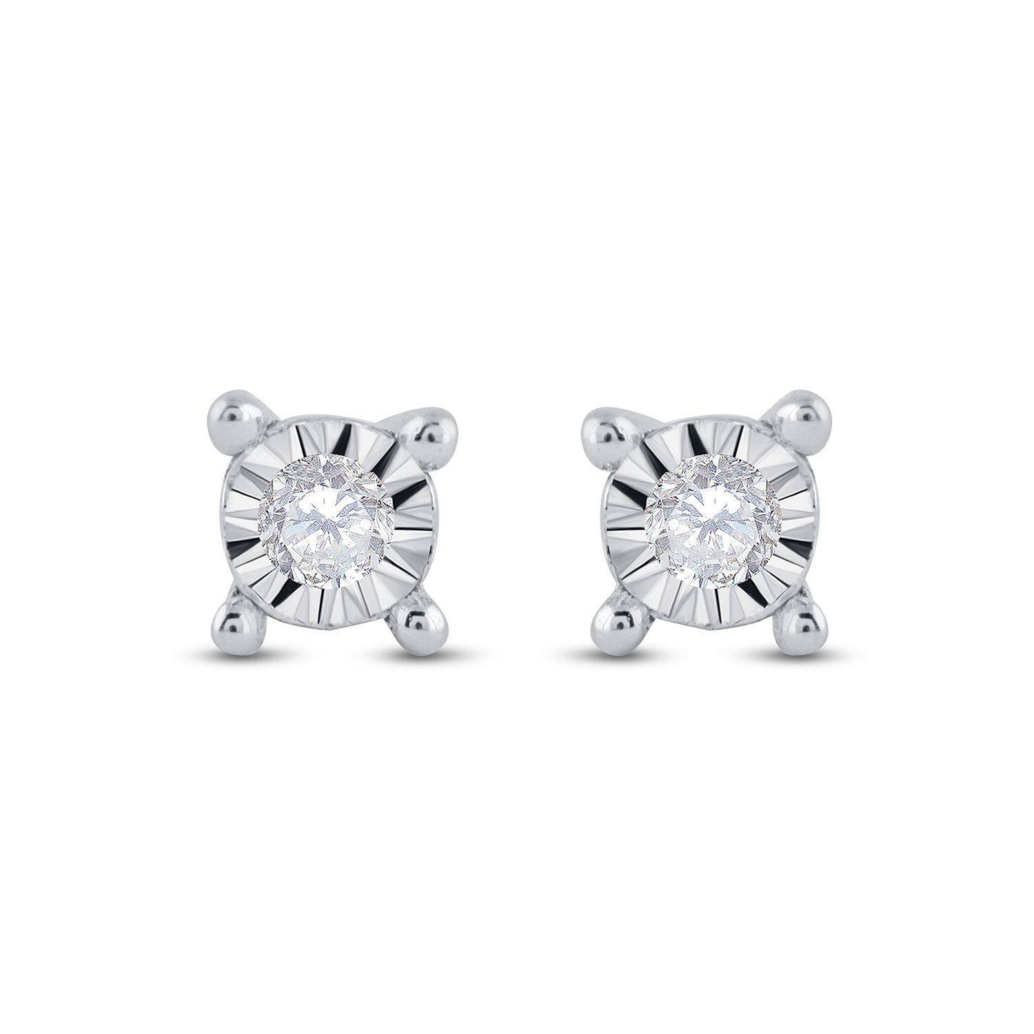 10kt White Gold Womens Round Diamond Stud Earrings 1/20 Cttw