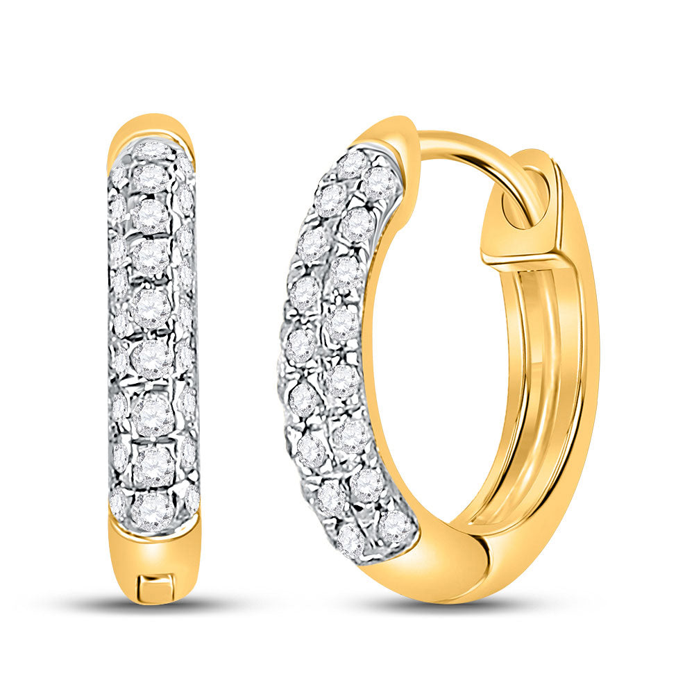 10kt Yellow Gold Womens Round Diamond Hoop Earrings 1/6 Cttw