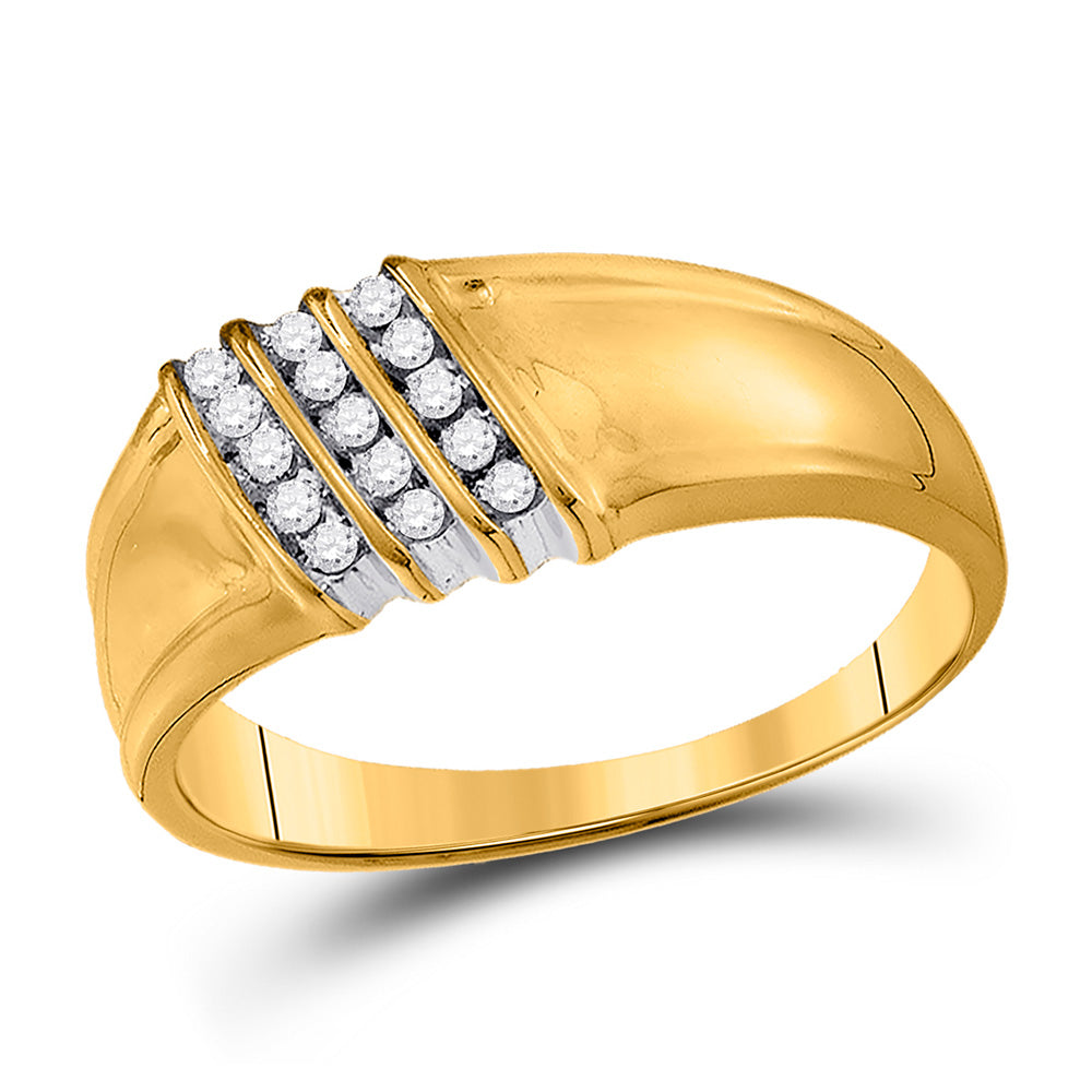 10kt Yellow Gold Mens Round Diamond Band Ring 1/6 Cttw