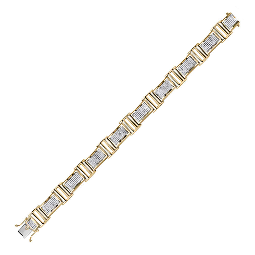 10kt Yellow Gold Mens Round Diamond Link Bracelet 2 Cttw