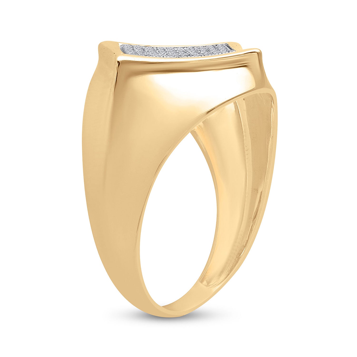 10kt Yellow Gold Mens Round Diamond Offset Square Ring 1/3 Cttw