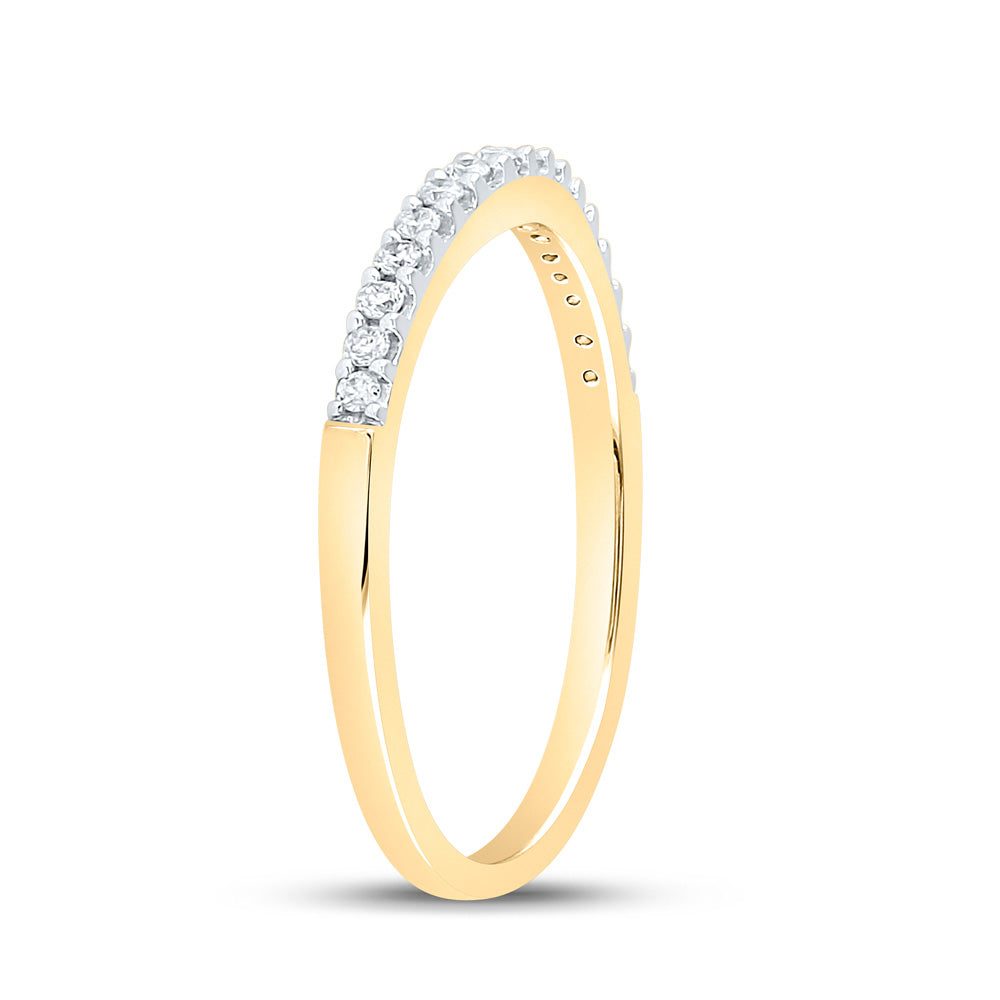 10kt Yellow Gold Womens Round Diamond Wedding Contoured Band 1/6 Cttw