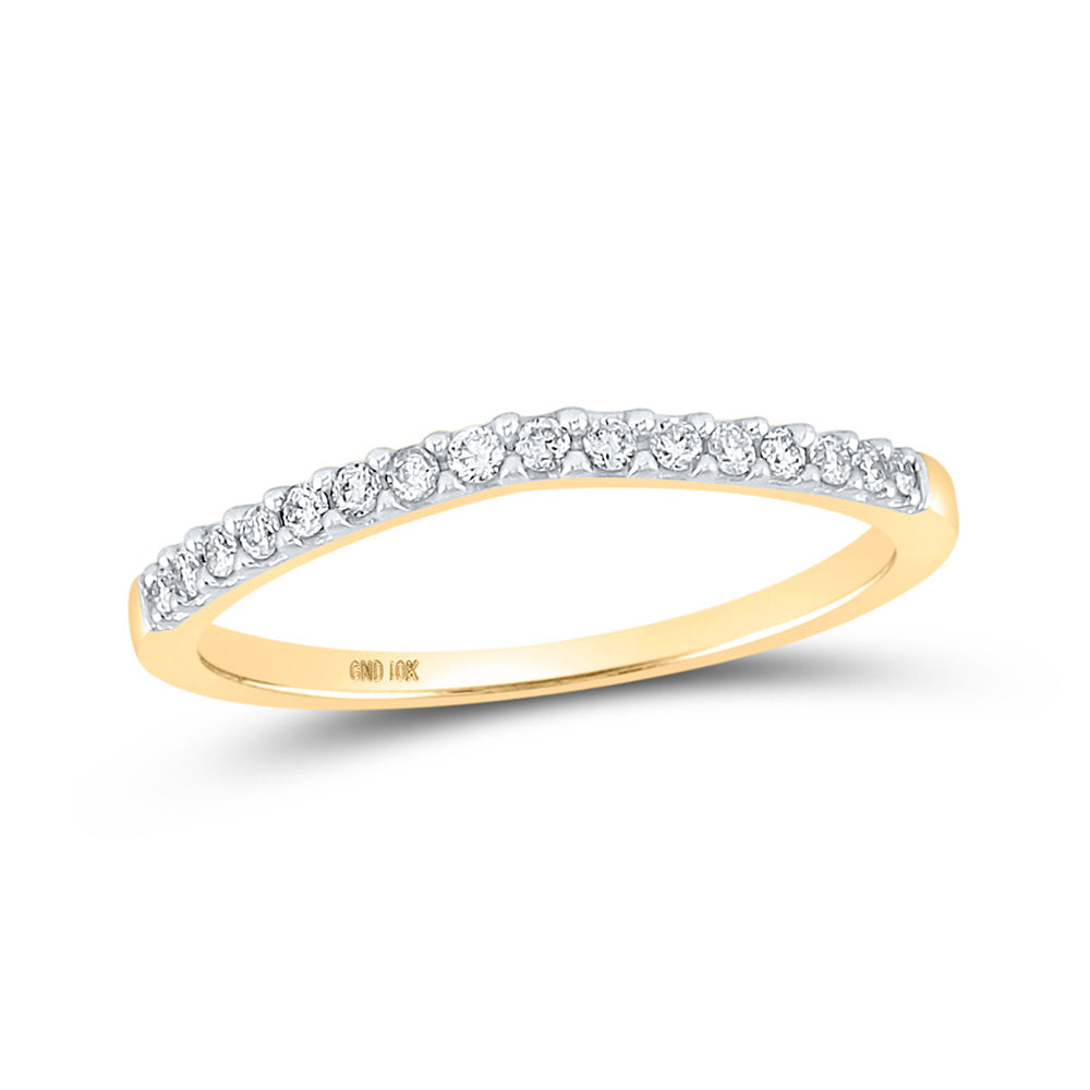 10kt Yellow Gold Womens Round Diamond Wedding Contoured Band 1/6 Cttw