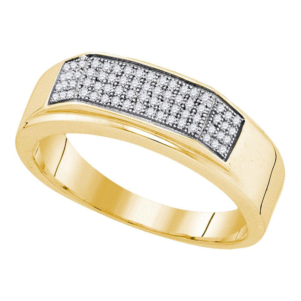 Yellow-tone Sterling Silver Mens Round Diamond Band Ring 1/5 Cttw