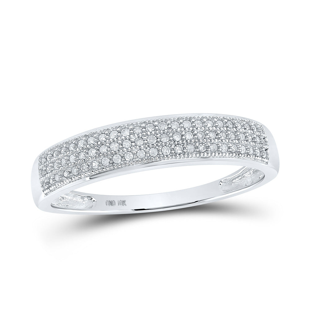 10kt White Gold Mens Round Diamond Wedding Pave Band Ring 1/5 Cttw