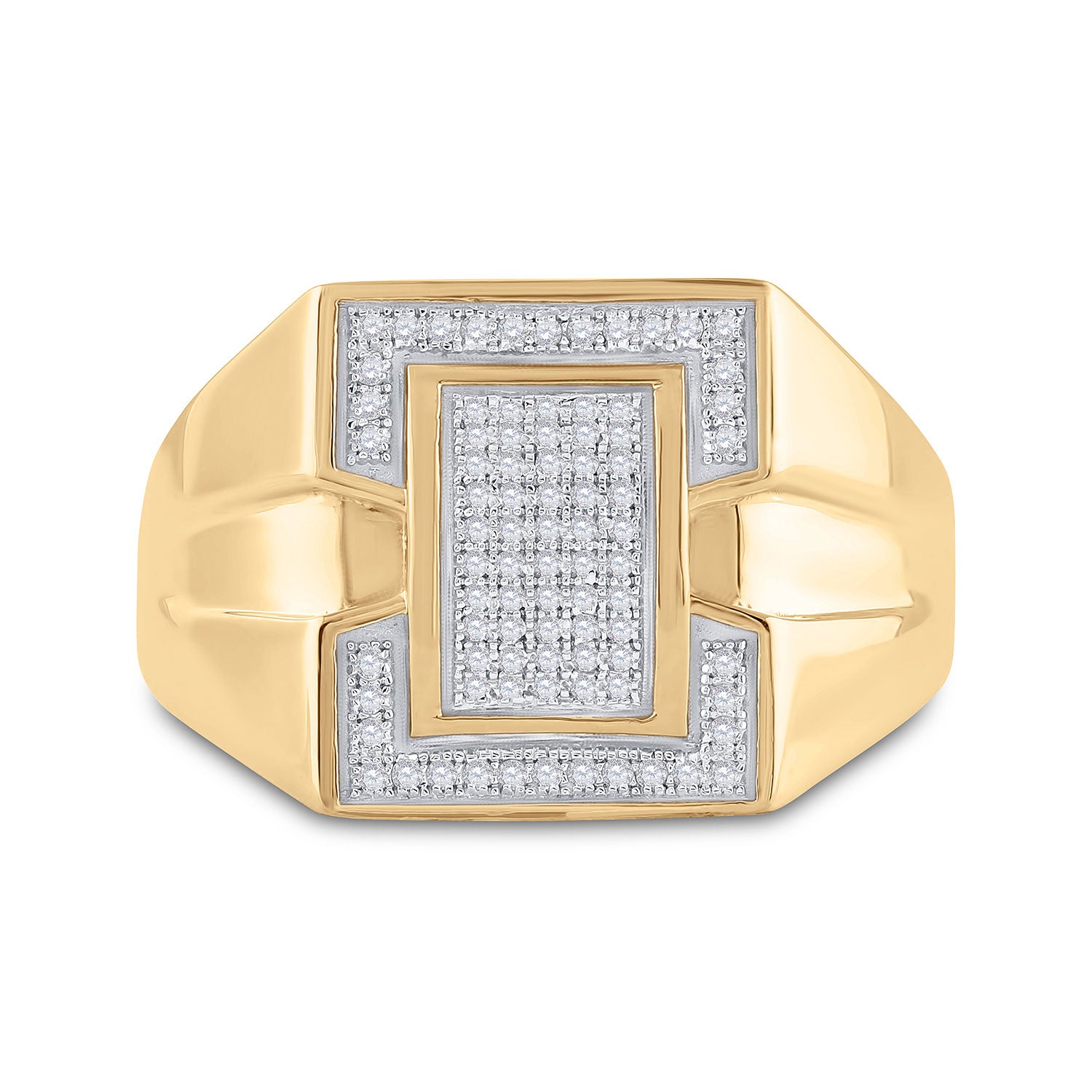 10kt Yellow Gold Mens Round Diamond Cluster Ring 1/4 Cttw