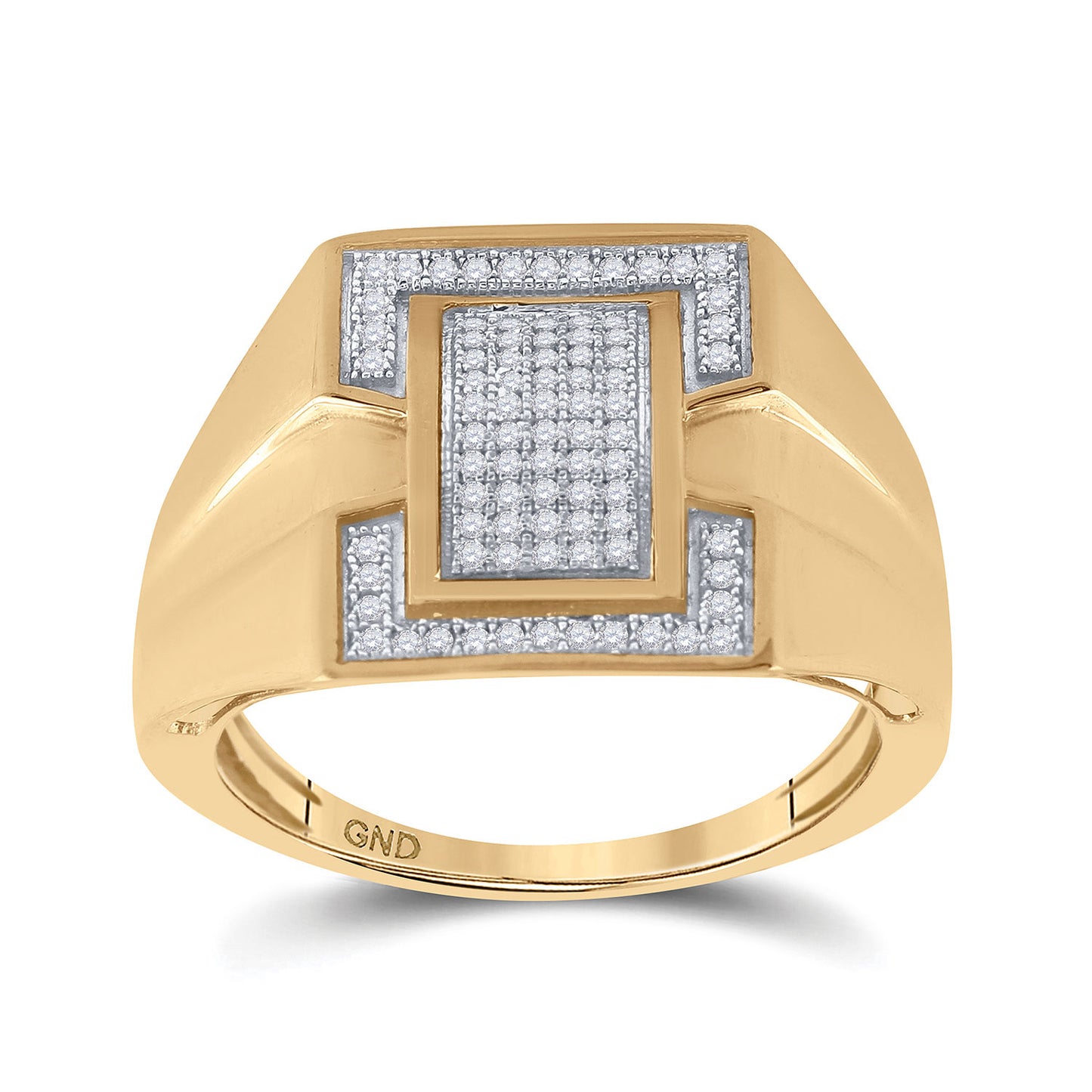 10kt Yellow Gold Mens Round Diamond Cluster Ring 1/4 Cttw