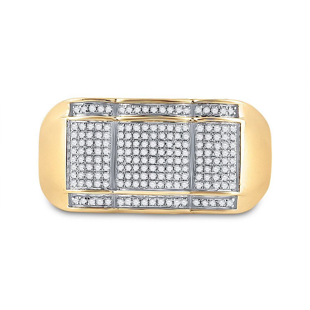 10kt Yellow Gold Mens Round Diamond Fashion Ring 1/3 Cttw